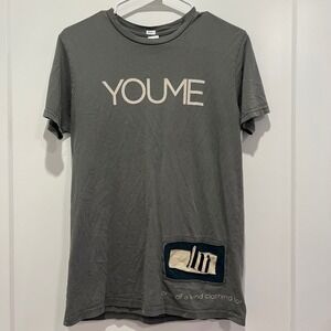 US Blanks YOUME Graphic Patch T-Shirt Gray Cotton Short Sleeve Mens Small USA